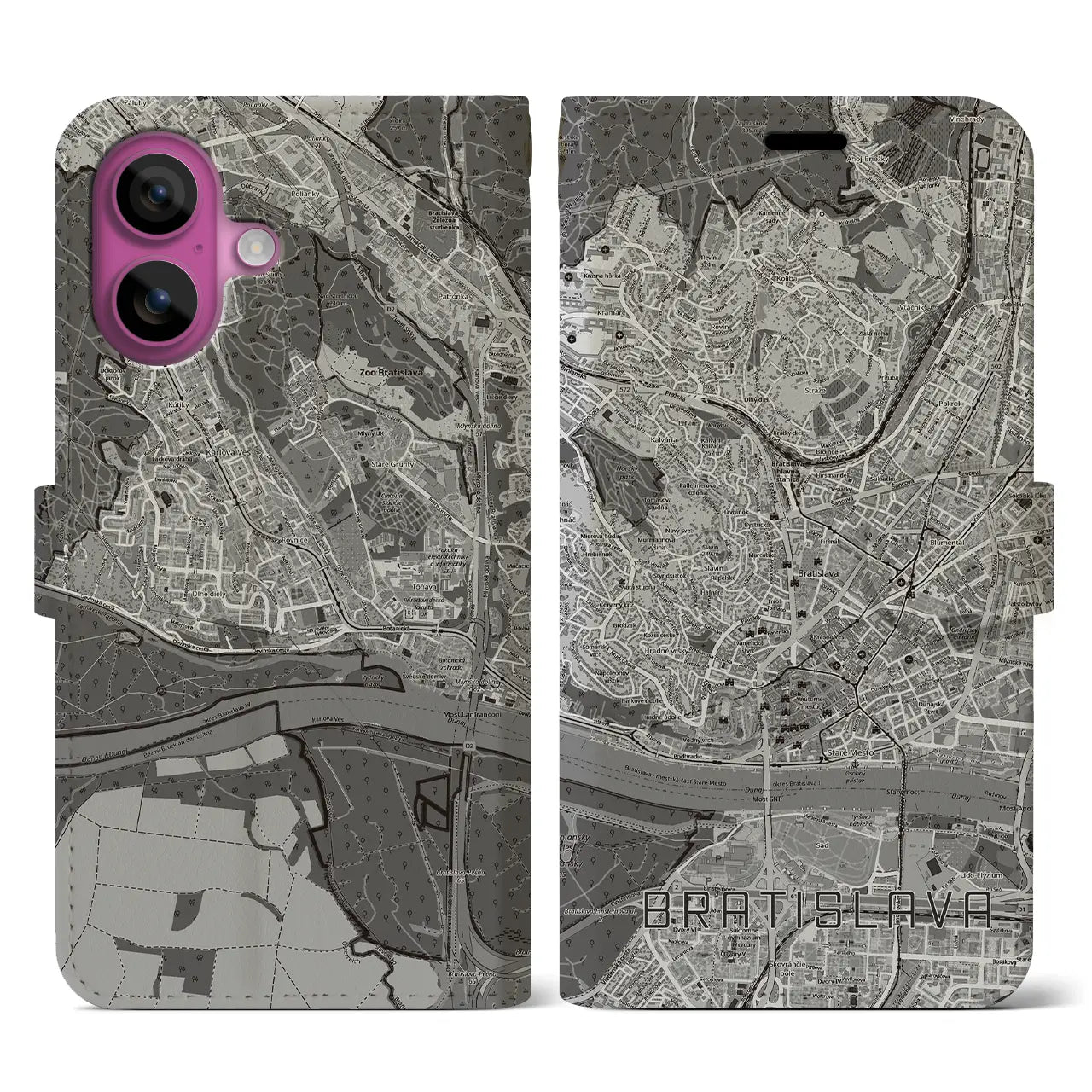 【ブラチスラヴァ（スロバキア）】地図柄iPhoneケース（手帳タイプ）