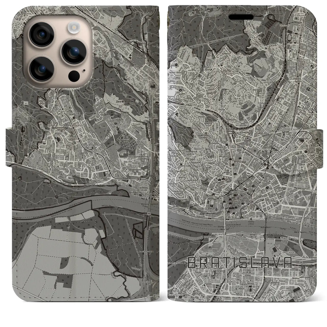 【ブラチスラヴァ（スロバキア）】地図柄iPhoneケース（手帳タイプ）