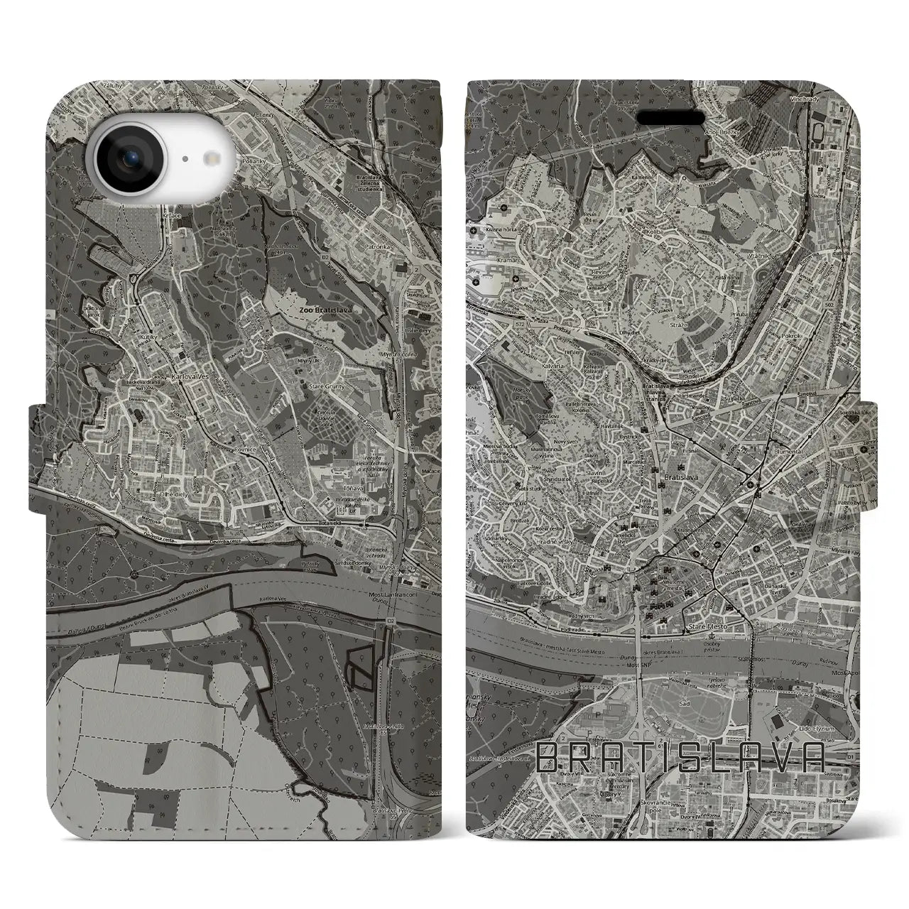 【ブラチスラヴァ（スロバキア）】地図柄iPhoneケース（手帳タイプ）