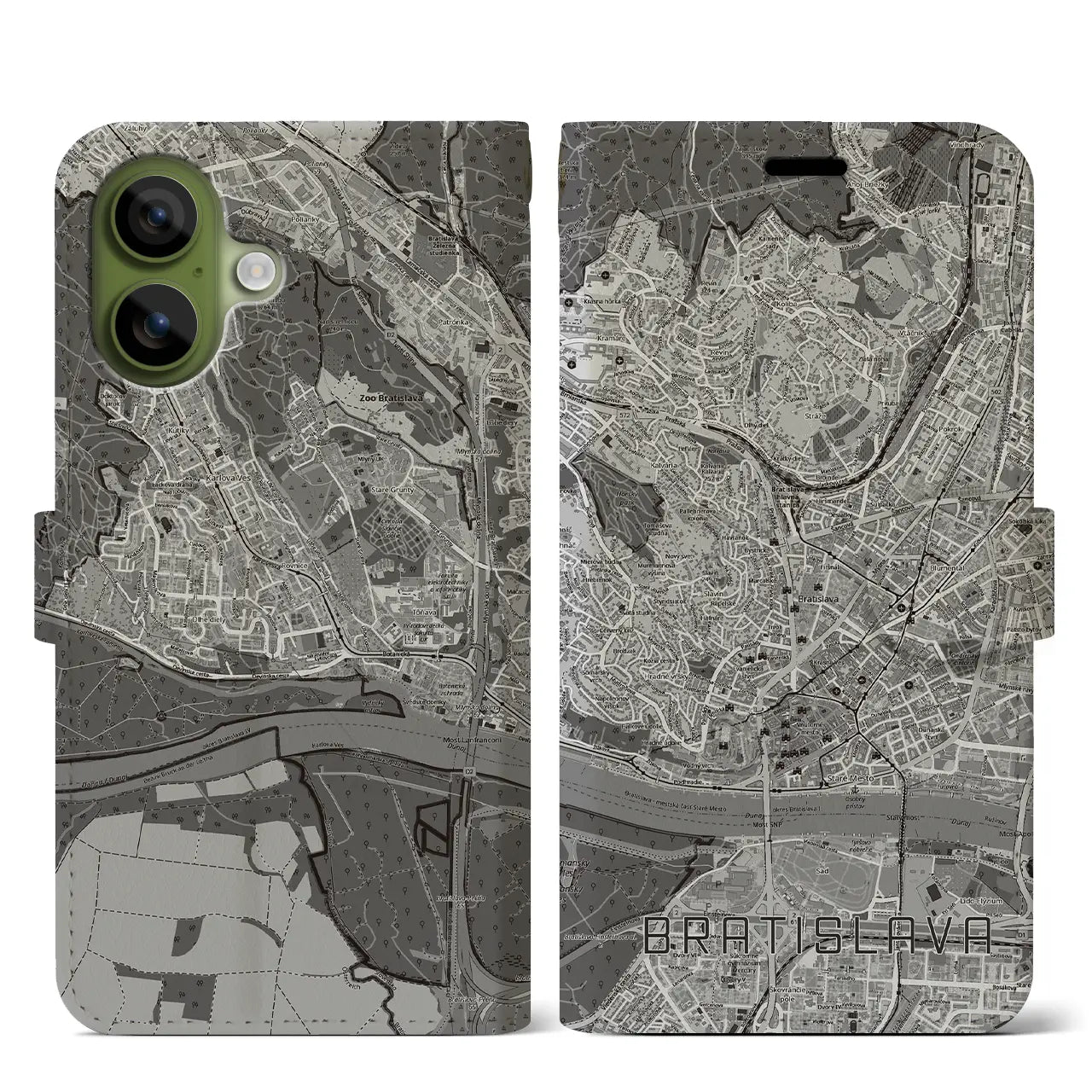 【ブラチスラヴァ（スロバキア）】地図柄iPhoneケース（手帳タイプ）