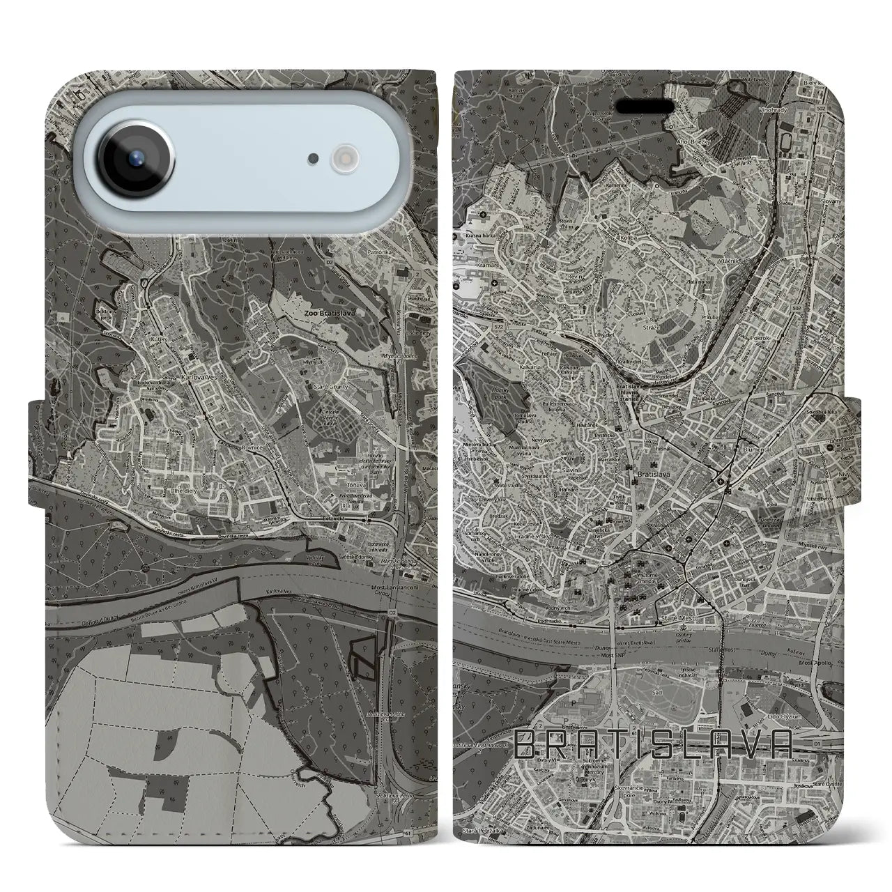 【ブラチスラヴァ（スロバキア）】地図柄iPhoneケース（手帳タイプ）