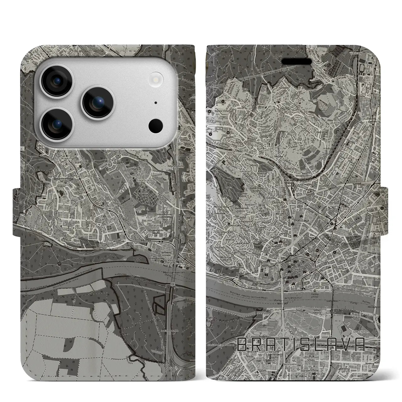 【ブラチスラヴァ（スロバキア）】地図柄iPhoneケース（手帳タイプ）