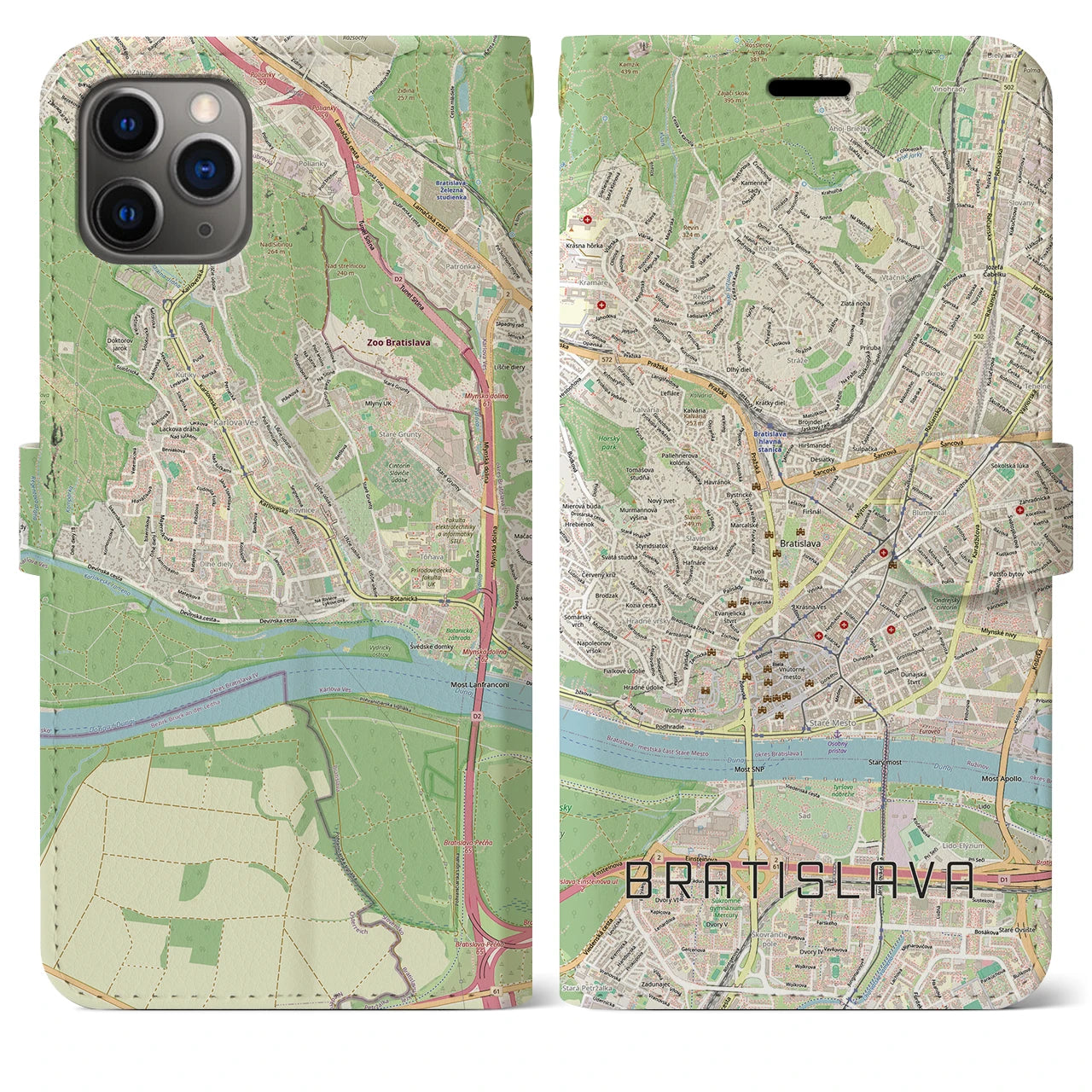 【ブラチスラヴァ（スロバキア）】地図柄iPhoneケース（手帳タイプ）