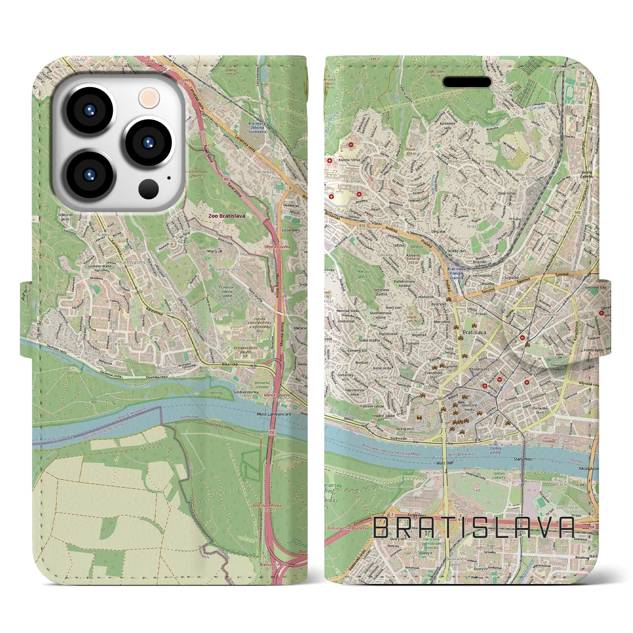 【ブラチスラヴァ（スロバキア）】地図柄iPhoneケース（手帳タイプ）