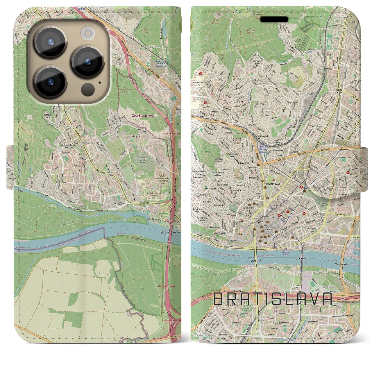 【ブラチスラヴァ（スロバキア）】地図柄iPhoneケース（手帳タイプ）