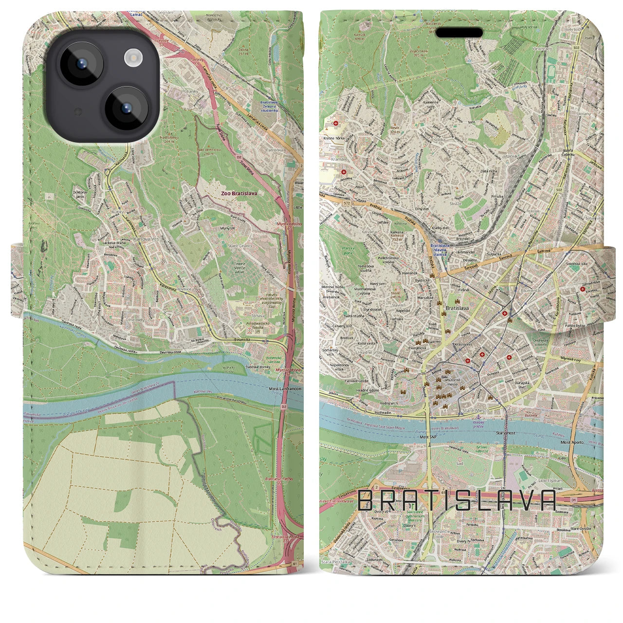 【ブラチスラヴァ（スロバキア）】地図柄iPhoneケース（手帳タイプ）