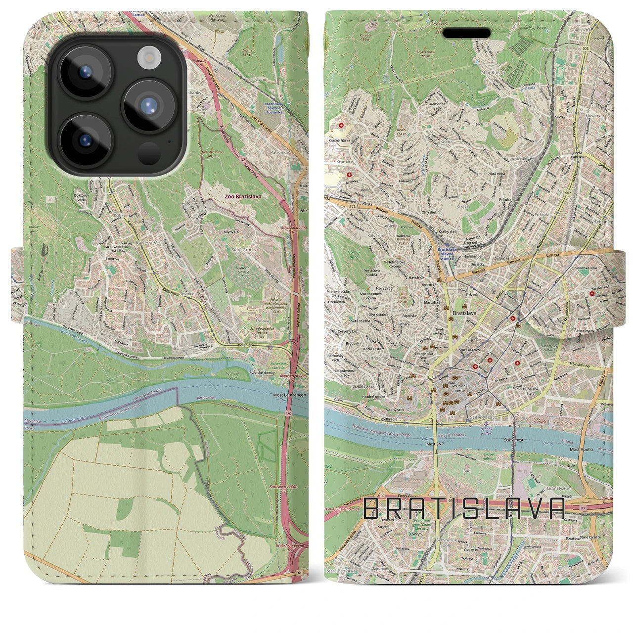 【ブラチスラヴァ（スロバキア）】地図柄iPhoneケース（手帳タイプ）