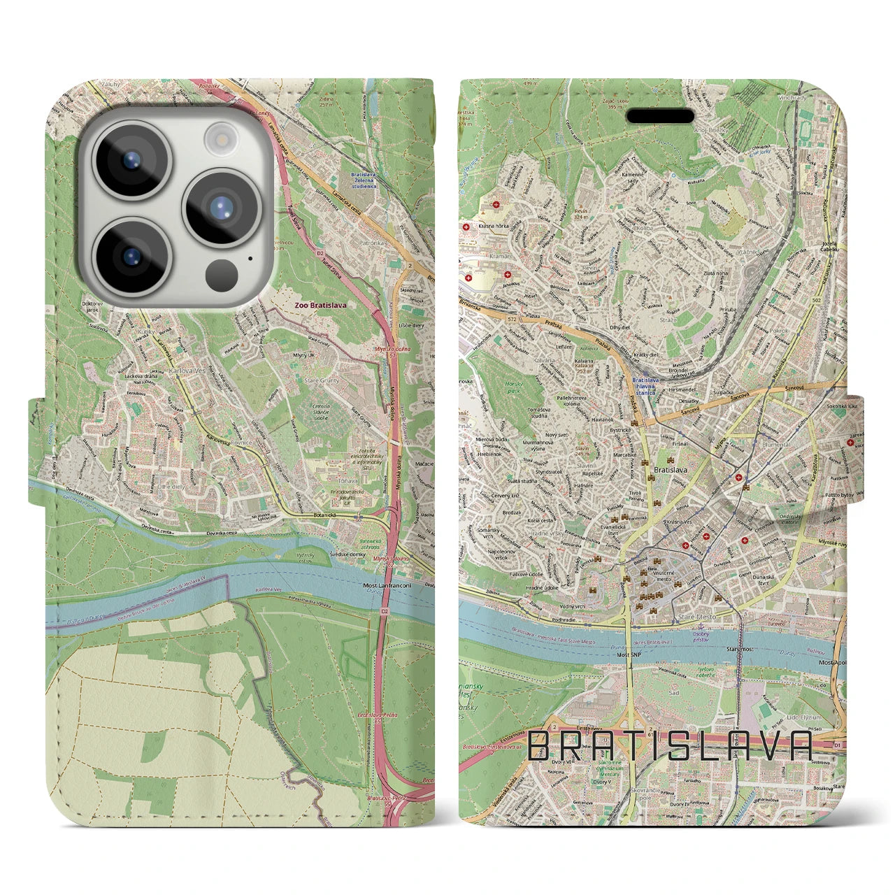 【ブラチスラヴァ（スロバキア）】地図柄iPhoneケース（手帳タイプ）