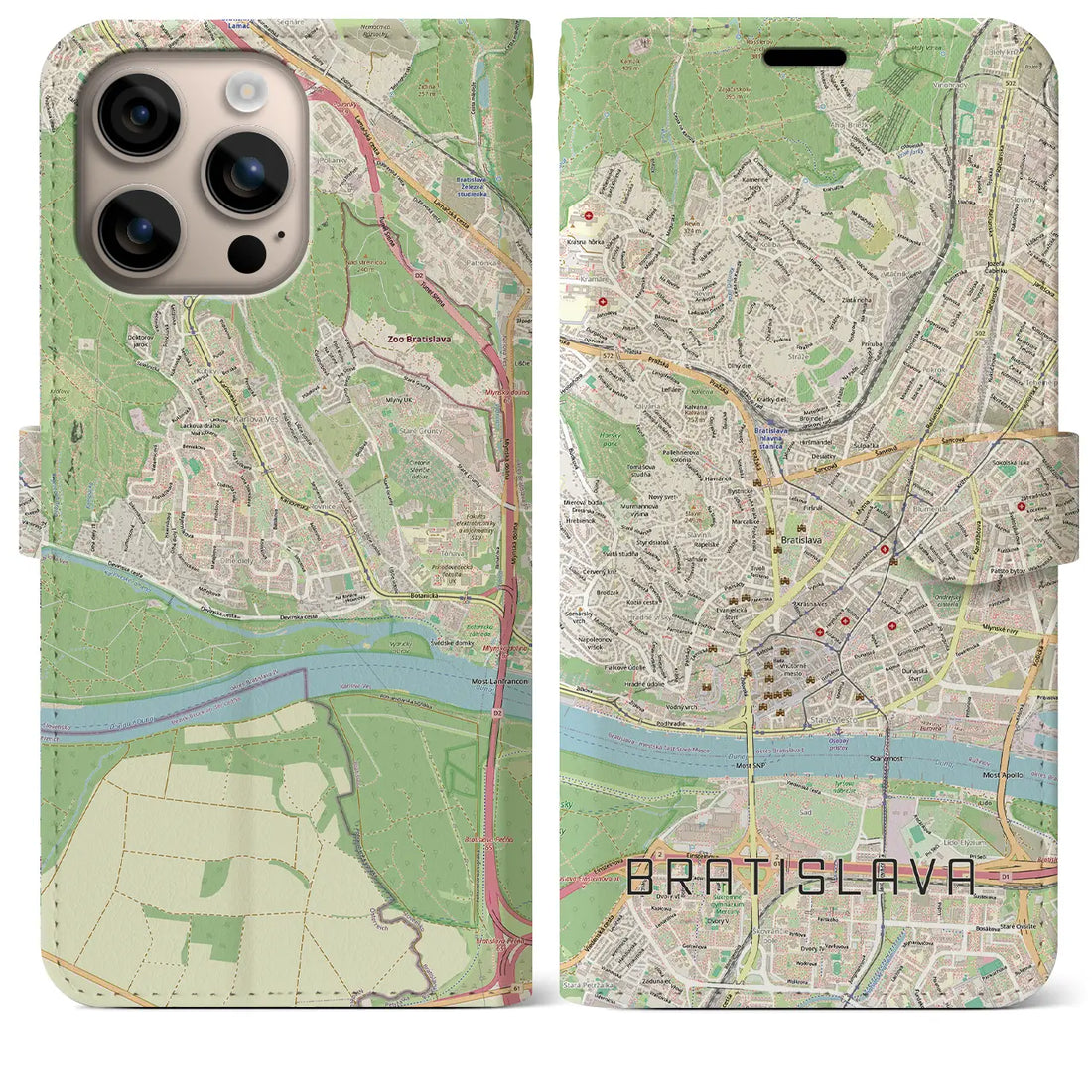 【ブラチスラヴァ（スロバキア）】地図柄iPhoneケース（手帳タイプ）