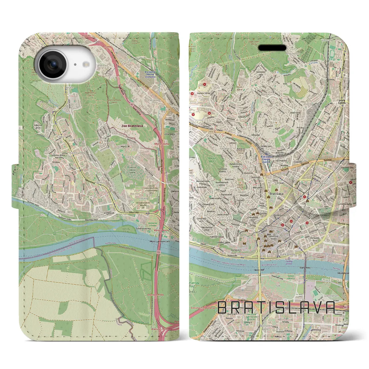 【ブラチスラヴァ（スロバキア）】地図柄iPhoneケース（手帳タイプ）