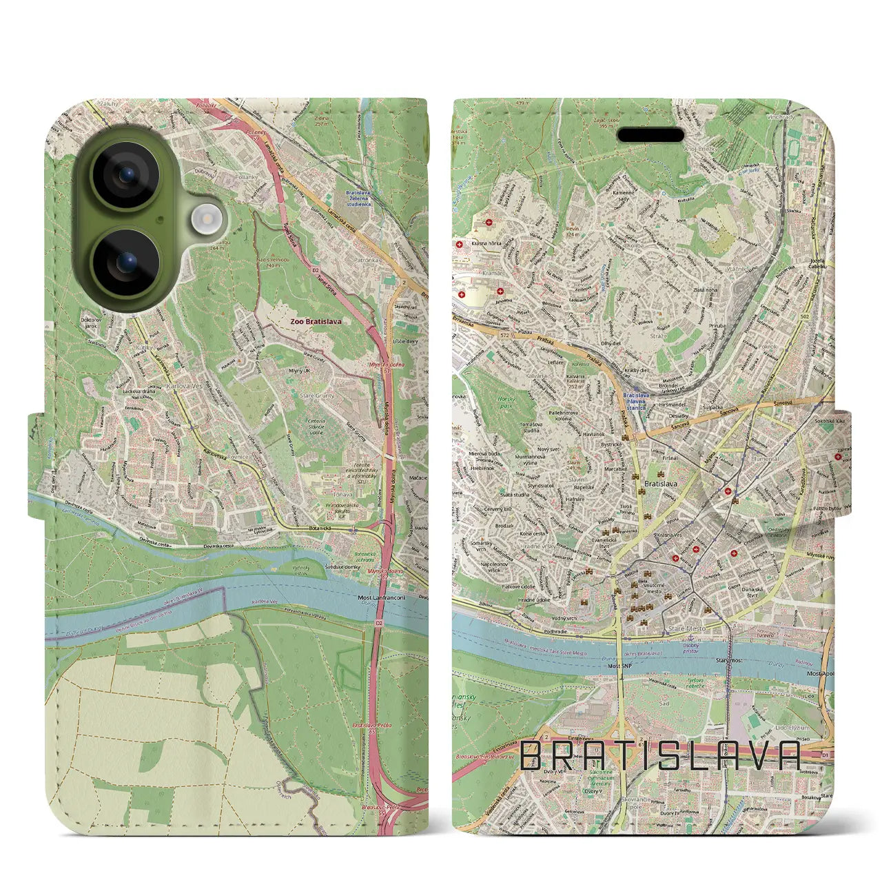 【ブラチスラヴァ（スロバキア）】地図柄iPhoneケース（手帳タイプ）