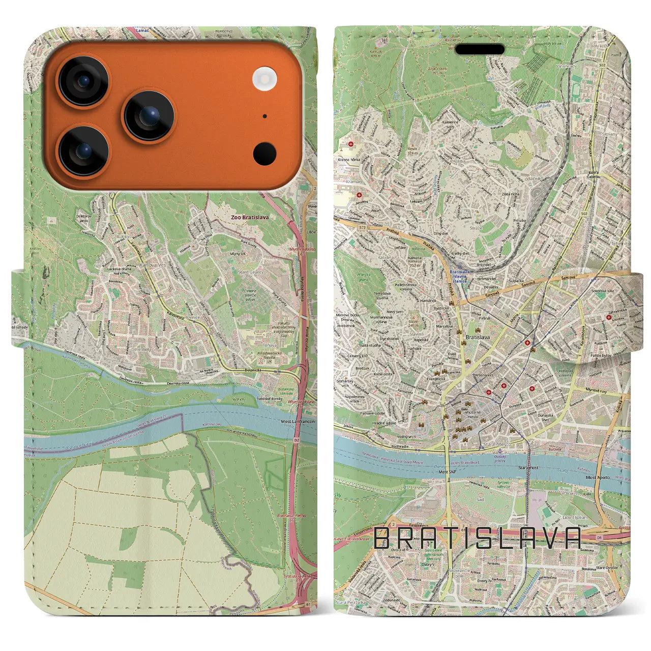 【ブラチスラヴァ（スロバキア）】地図柄iPhoneケース（手帳タイプ）
