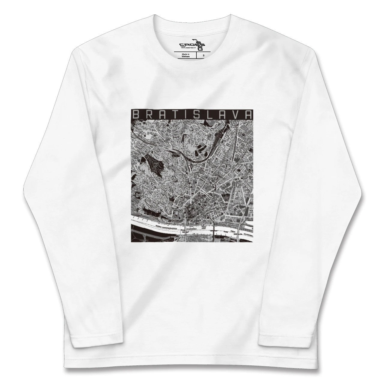 【ブラチスラヴァ（スロバキア）】地図柄ロングスリーブTシャツ