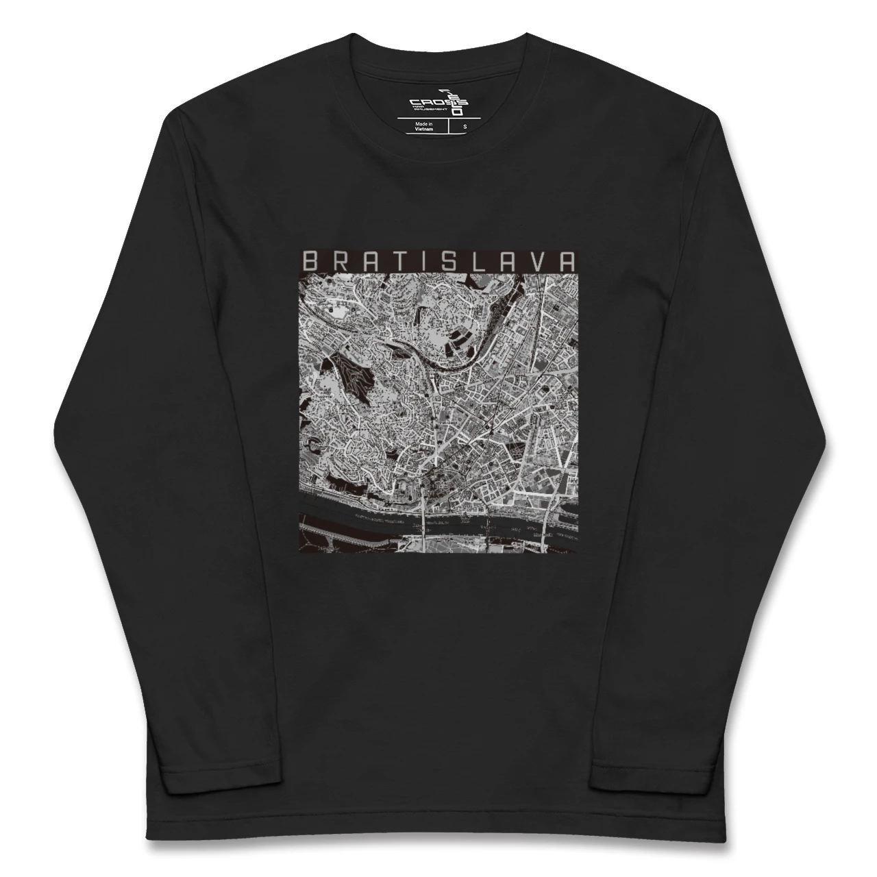 【ブラチスラヴァ（スロバキア）】地図柄ロングスリーブTシャツ