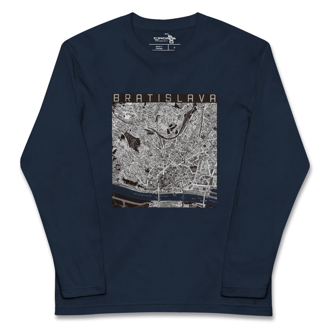 【ブラチスラヴァ（スロバキア）】地図柄ロングスリーブTシャツ