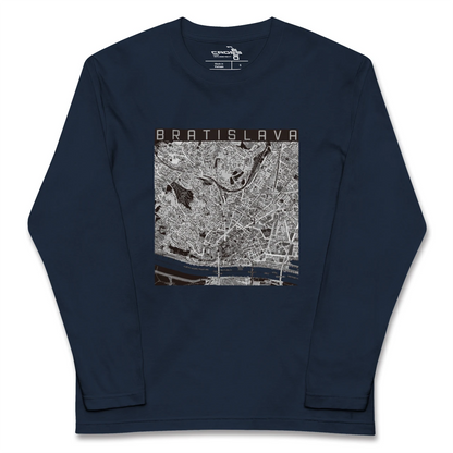 【ブラチスラヴァ（スロバキア）】地図柄ロングスリーブTシャツ
