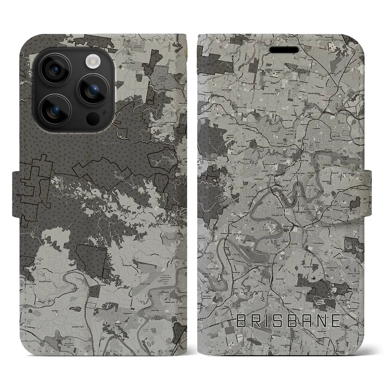 【ブリスベン（オーストラリア）】地図柄iPhoneケース（手帳タイプ）