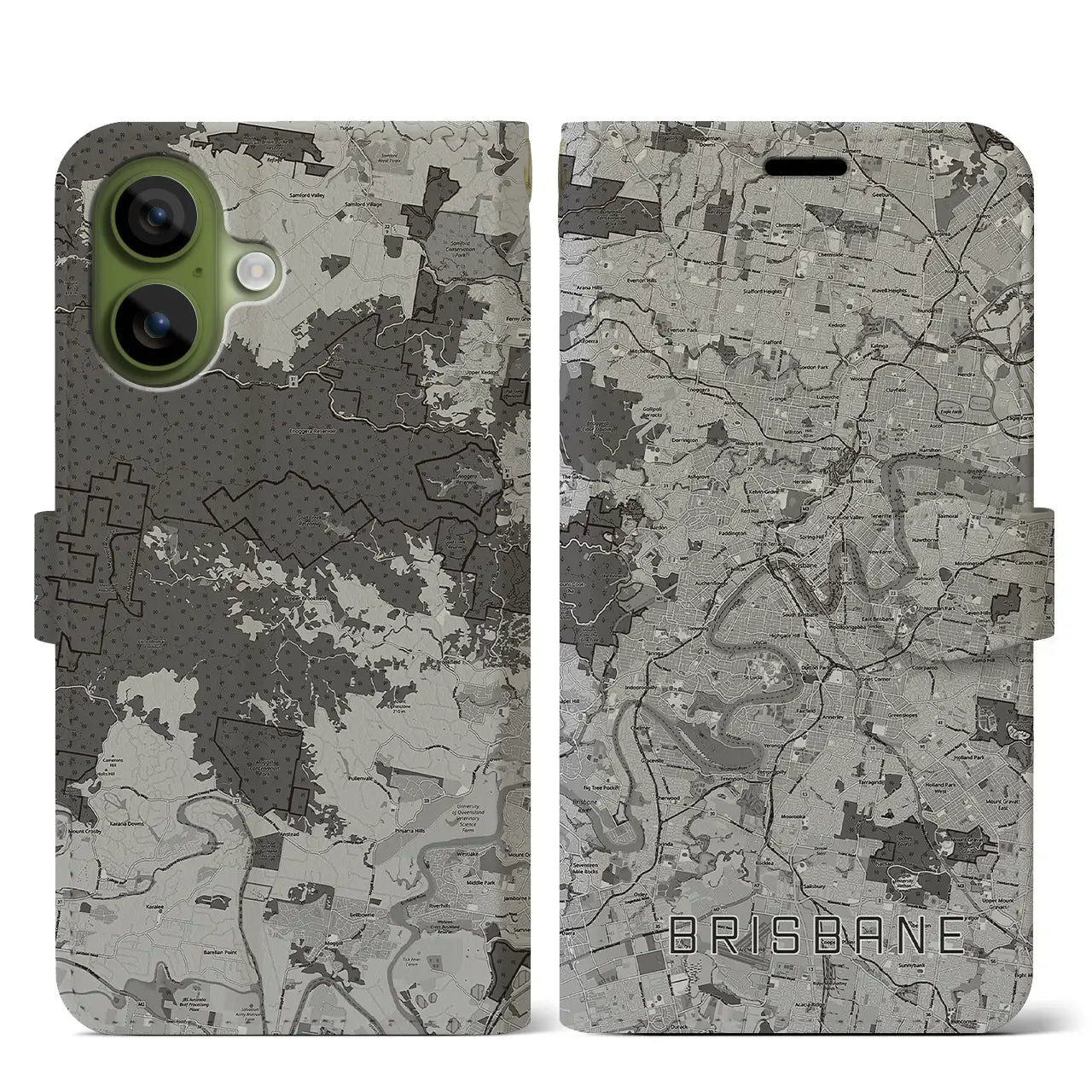 【ブリスベン（オーストラリア）】地図柄iPhoneケース（手帳タイプ）