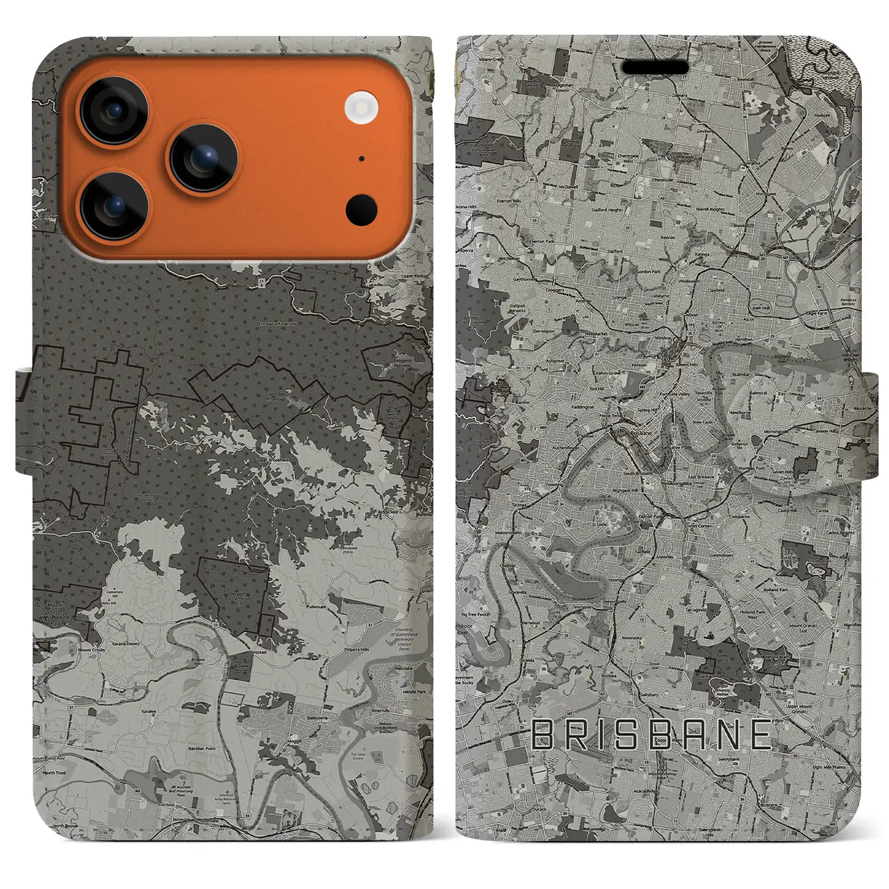 【ブリスベン（オーストラリア）】地図柄iPhoneケース（手帳タイプ）