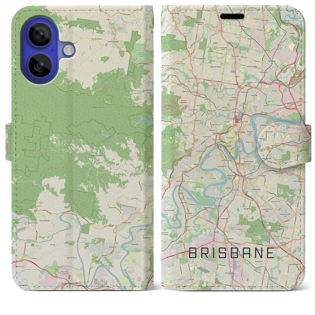 【ブリスベン(オーストラリア)】地図柄iPhoneケース(手帳タイプ)ナチュラル・iPhone 16 Pro Max 用