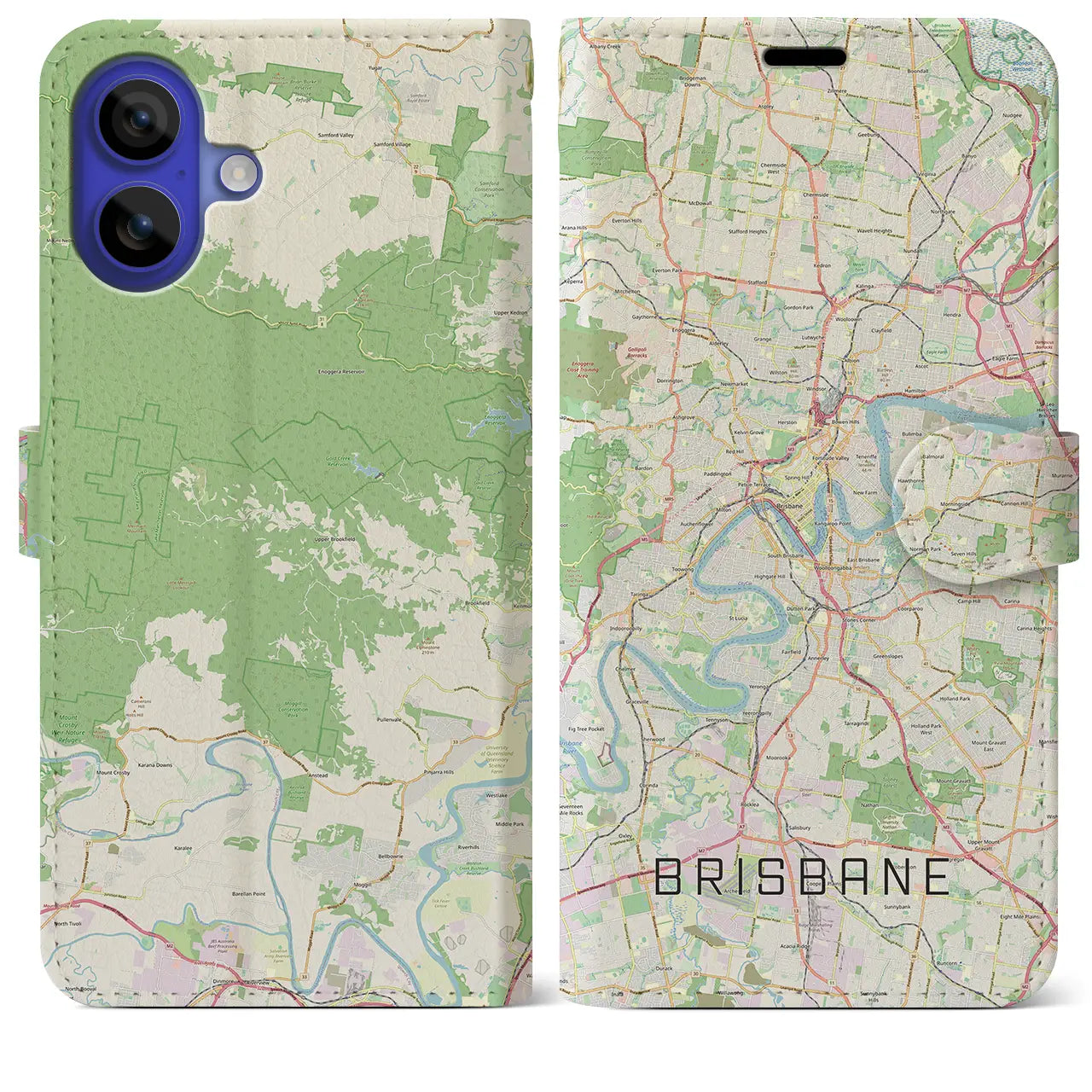 【ブリスベン（オーストラリア）】地図柄iPhoneケース（手帳タイプ）ナチュラル・iPhone 16 Pro Max 用