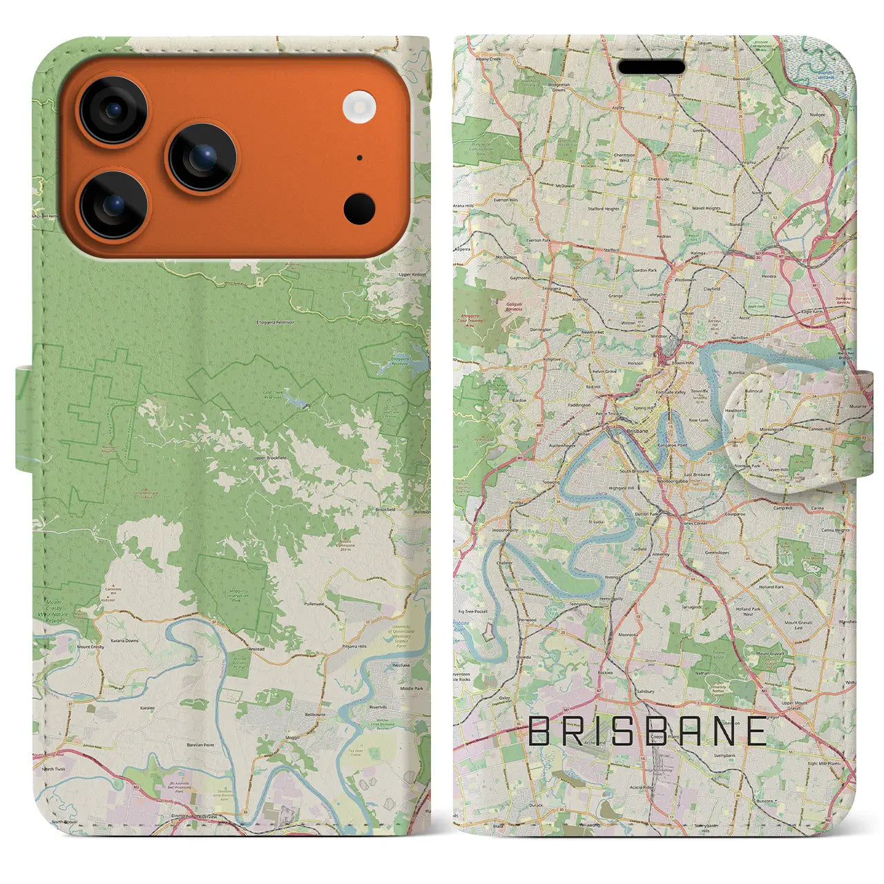 【ブリスベン（オーストラリア）】地図柄iPhoneケース（手帳タイプ）