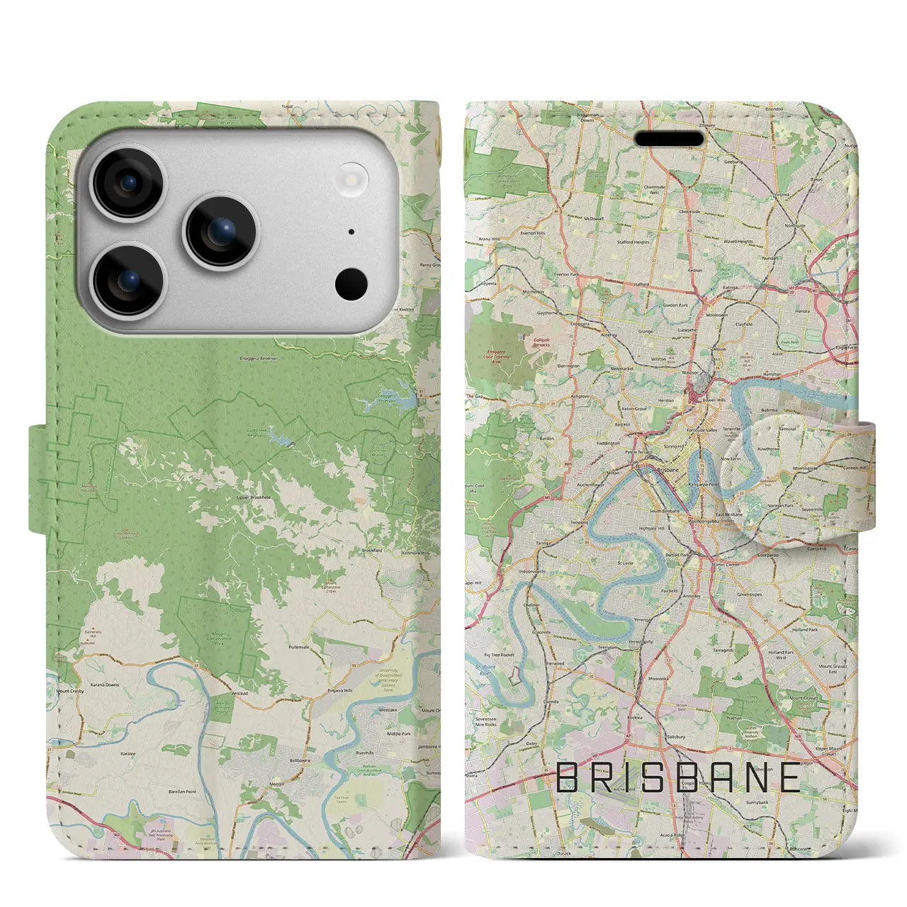 【ブリスベン（オーストラリア）】地図柄iPhoneケース（手帳タイプ）