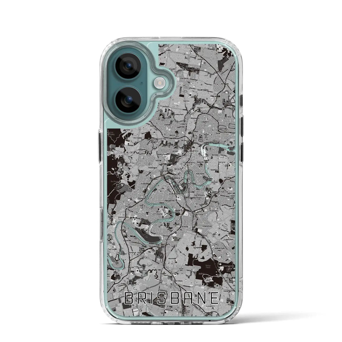 【ブリスベン（オーストラリア）】地図柄iPhoneケース（MagSafeタイプ）モノトーン・iPhone 16 Pro 用