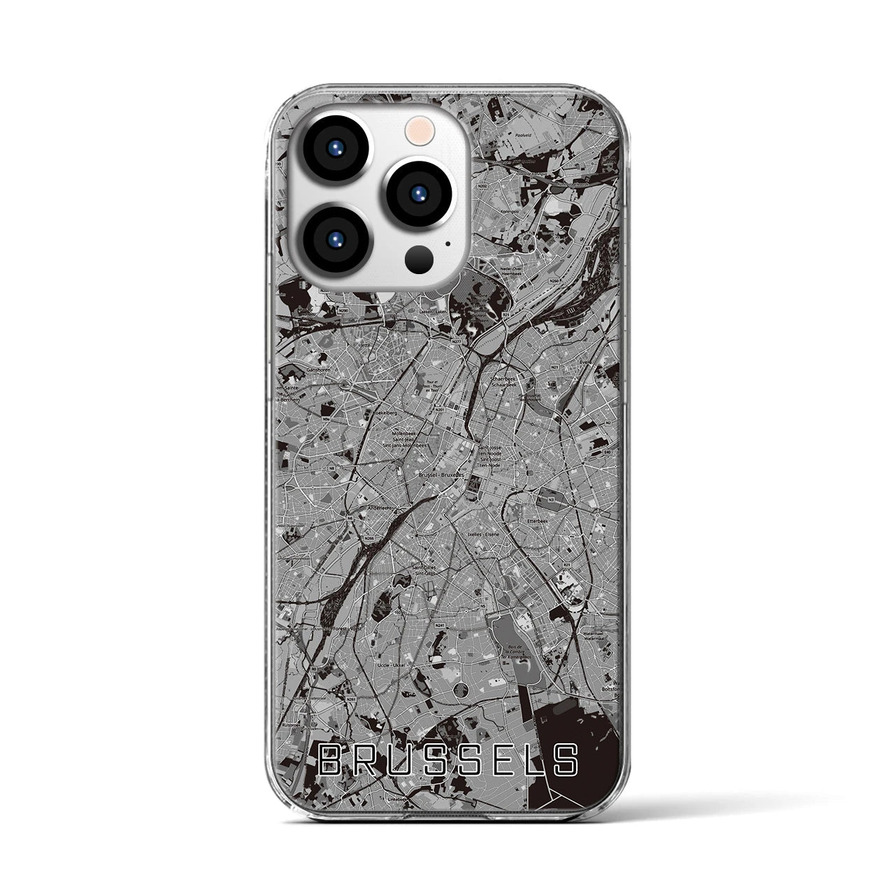 【ブリュッセル（ベルギー）】地図柄iPhoneケース（クリアタイプ）
