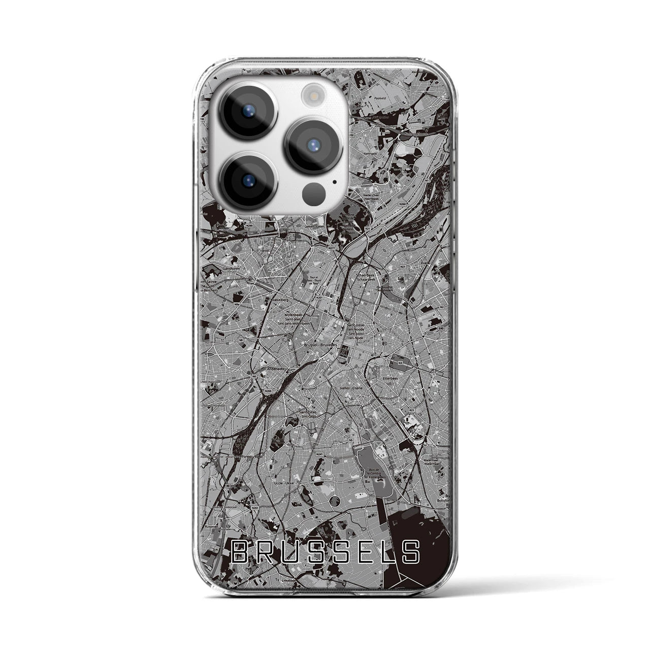 【ブリュッセル（ベルギー）】地図柄iPhoneケース（クリアタイプ）