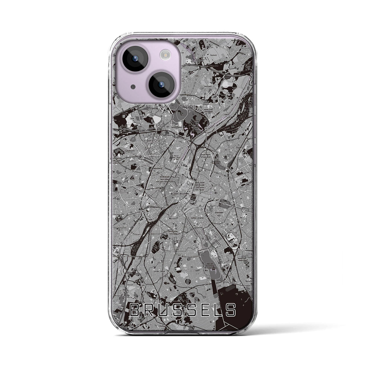 【ブリュッセル（ベルギー）】地図柄iPhoneケース（クリアタイプ）