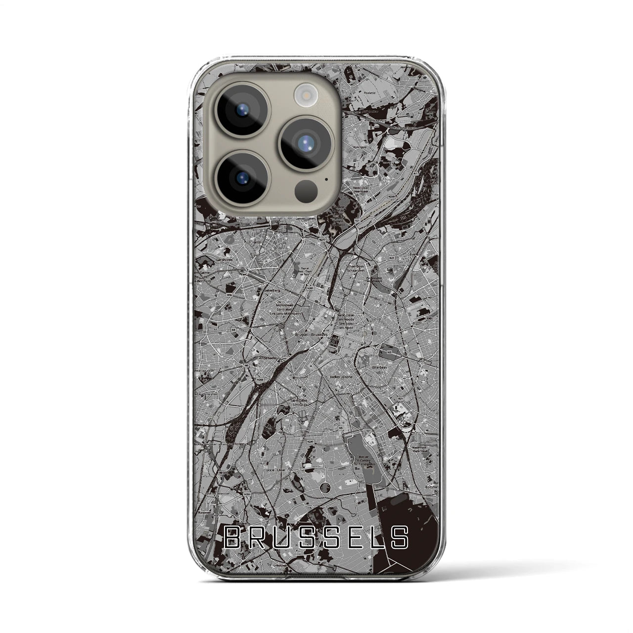 【ブリュッセル（ベルギー）】地図柄iPhoneケース（クリアタイプ）
