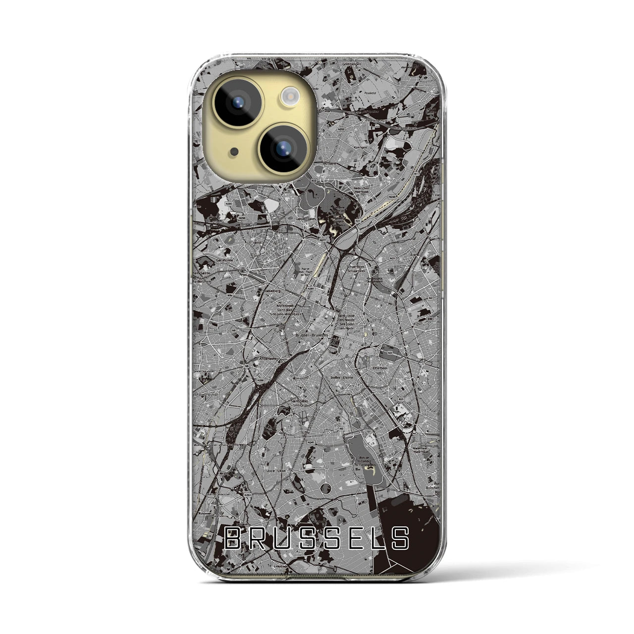 【ブリュッセル（ベルギー）】地図柄iPhoneケース（クリアタイプ）