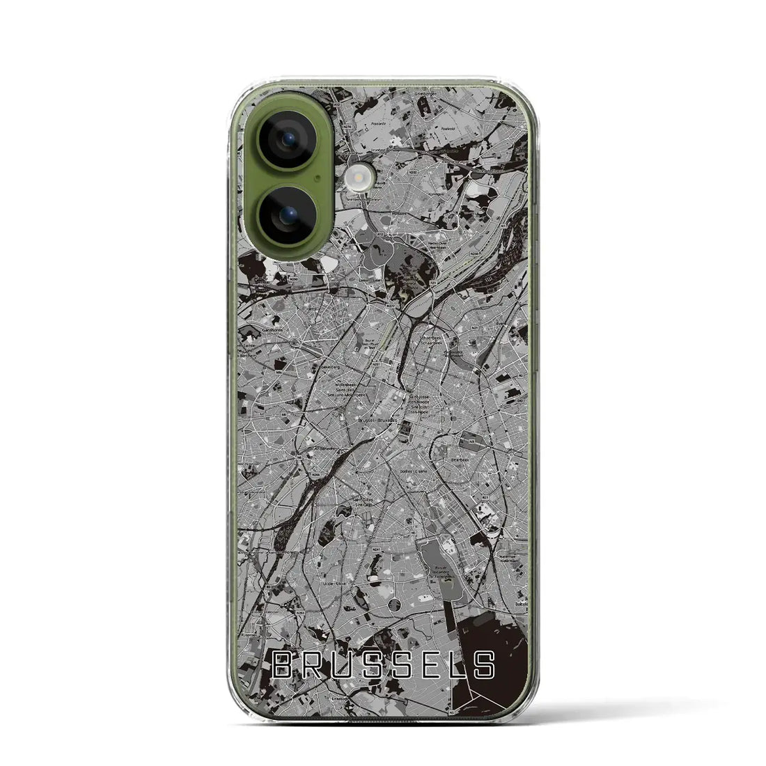 【ブリュッセル（ベルギー）】地図柄iPhoneケース（クリアタイプ）モノトーン・iPhone 17 Pro Max 用