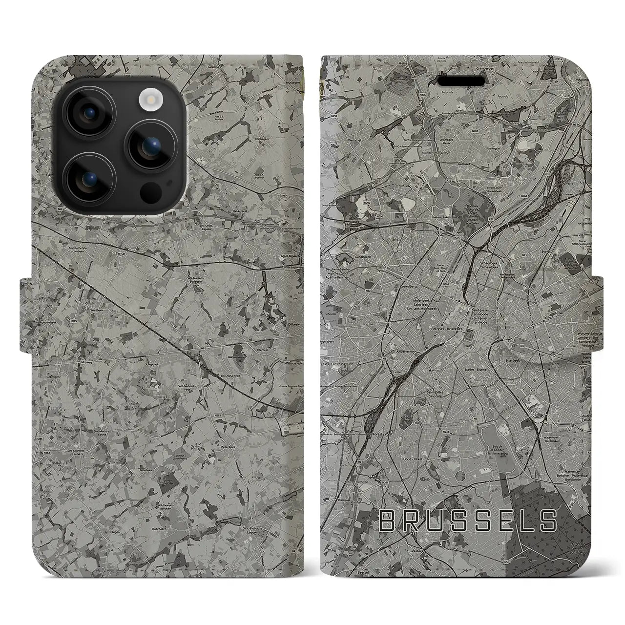 【ブリュッセル（ベルギー）】地図柄iPhoneケース（手帳タイプ）