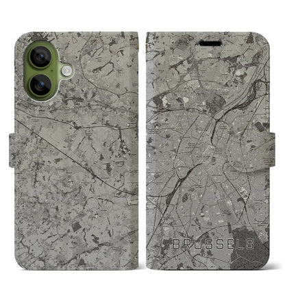 【ブリュッセル（ベルギー）】地図柄iPhoneケース（手帳タイプ）