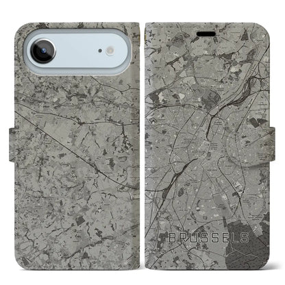 【ブリュッセル（ベルギー）】地図柄iPhoneケース（手帳タイプ）