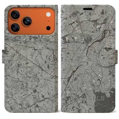 【ブリュッセル（ベルギー）】地図柄iPhoneケース（手帳タイプ）