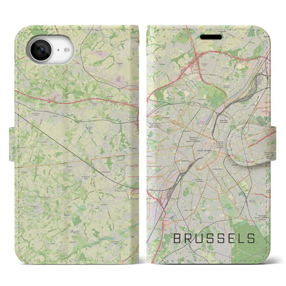 【ブリュッセル（ベルギー）】地図柄iPhoneケース（手帳タイプ）