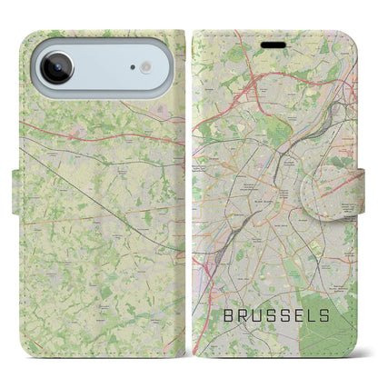 【ブリュッセル（ベルギー）】地図柄iPhoneケース（手帳タイプ）