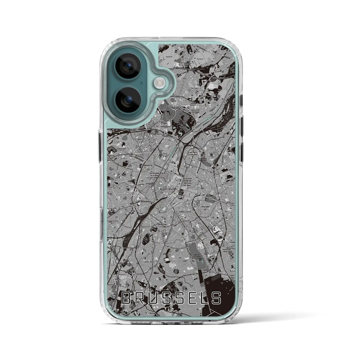 【ブリュッセル（ベルギー）】地図柄iPhoneケース（MagSafeタイプ）モノトーン・iPhone 16 Pro 用