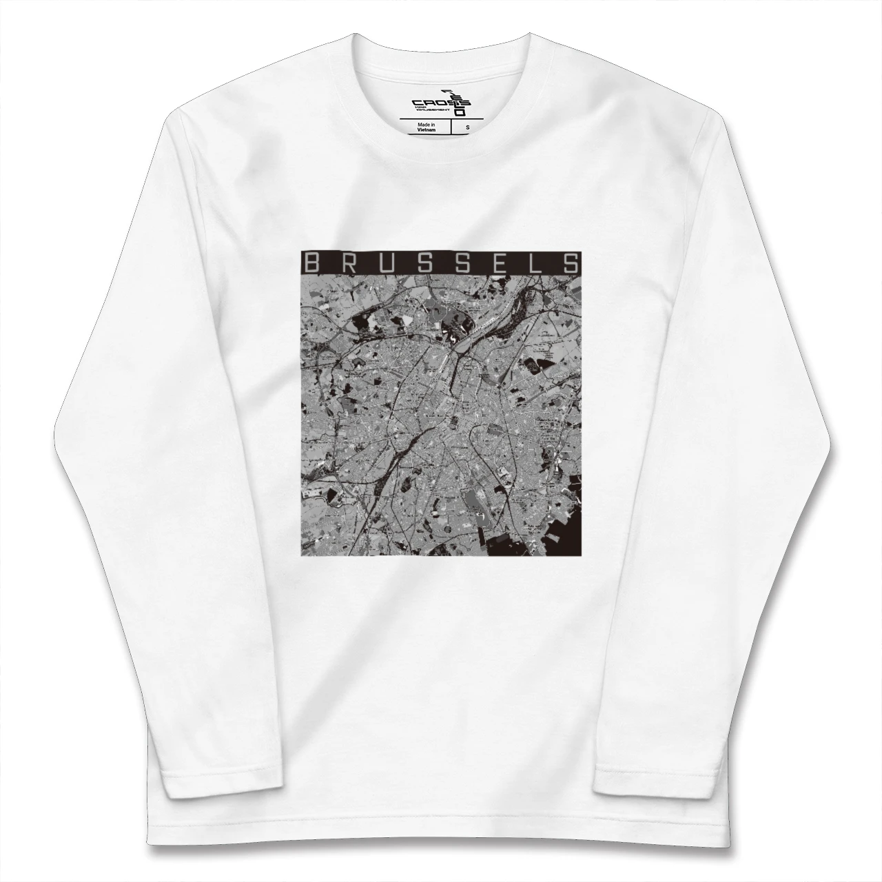 【ブリュッセル（ベルギー）】地図柄ロングスリーブTシャツ