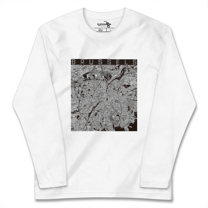 【ブリュッセル（ベルギー）】地図柄ロングスリーブTシャツ