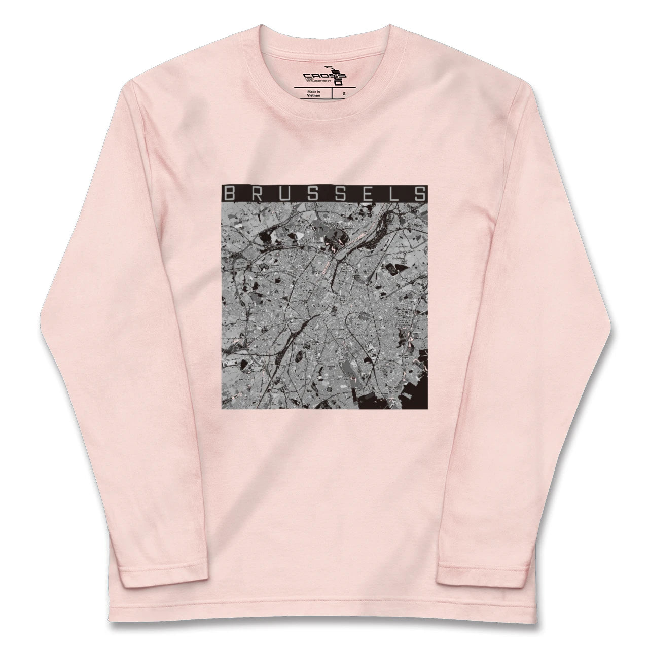 【ブリュッセル（ベルギー）】地図柄ロングスリーブTシャツ