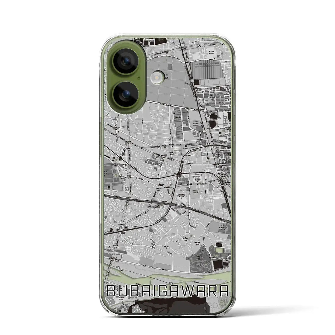 【分倍河原(東京都)】地図柄iPhoneケース(クリアタイプ)モノトーン・iPhone 17 Pro Max 用