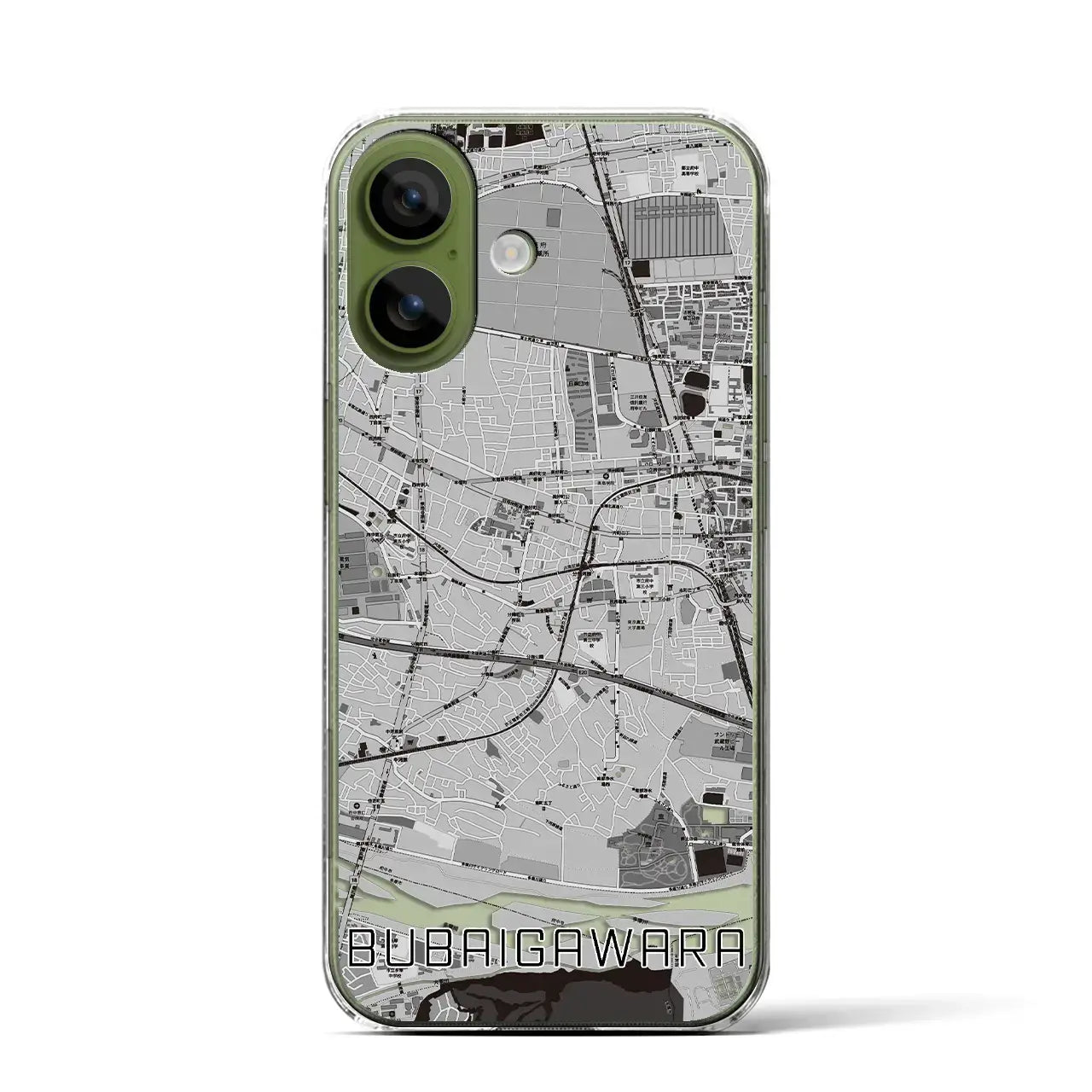 【分倍河原（東京都）】地図柄iPhoneケース（クリアタイプ）モノトーン・iPhone 17 Pro Max 用