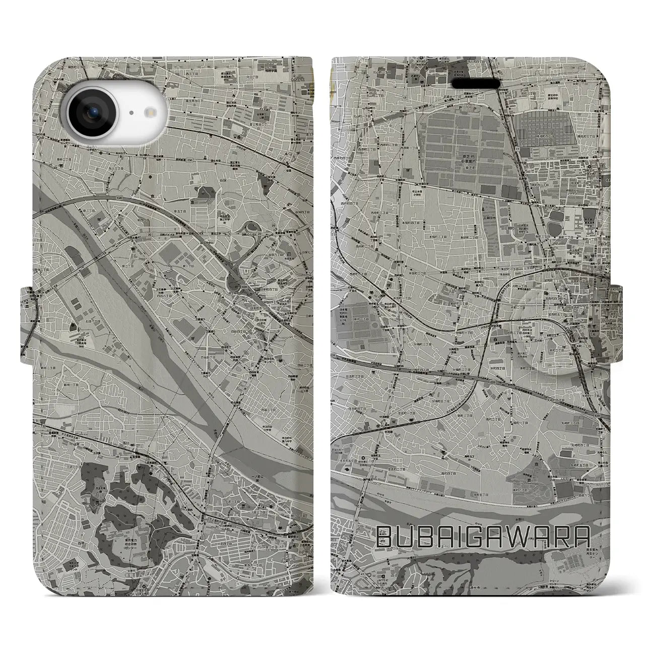【分倍河原（東京都）】地図柄iPhoneケース（手帳タイプ）