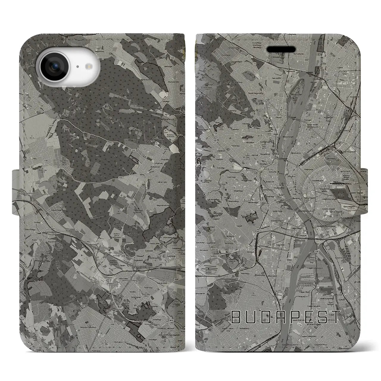 【ブダペスト（ハンガリー）】地図柄iPhoneケース（手帳タイプ）