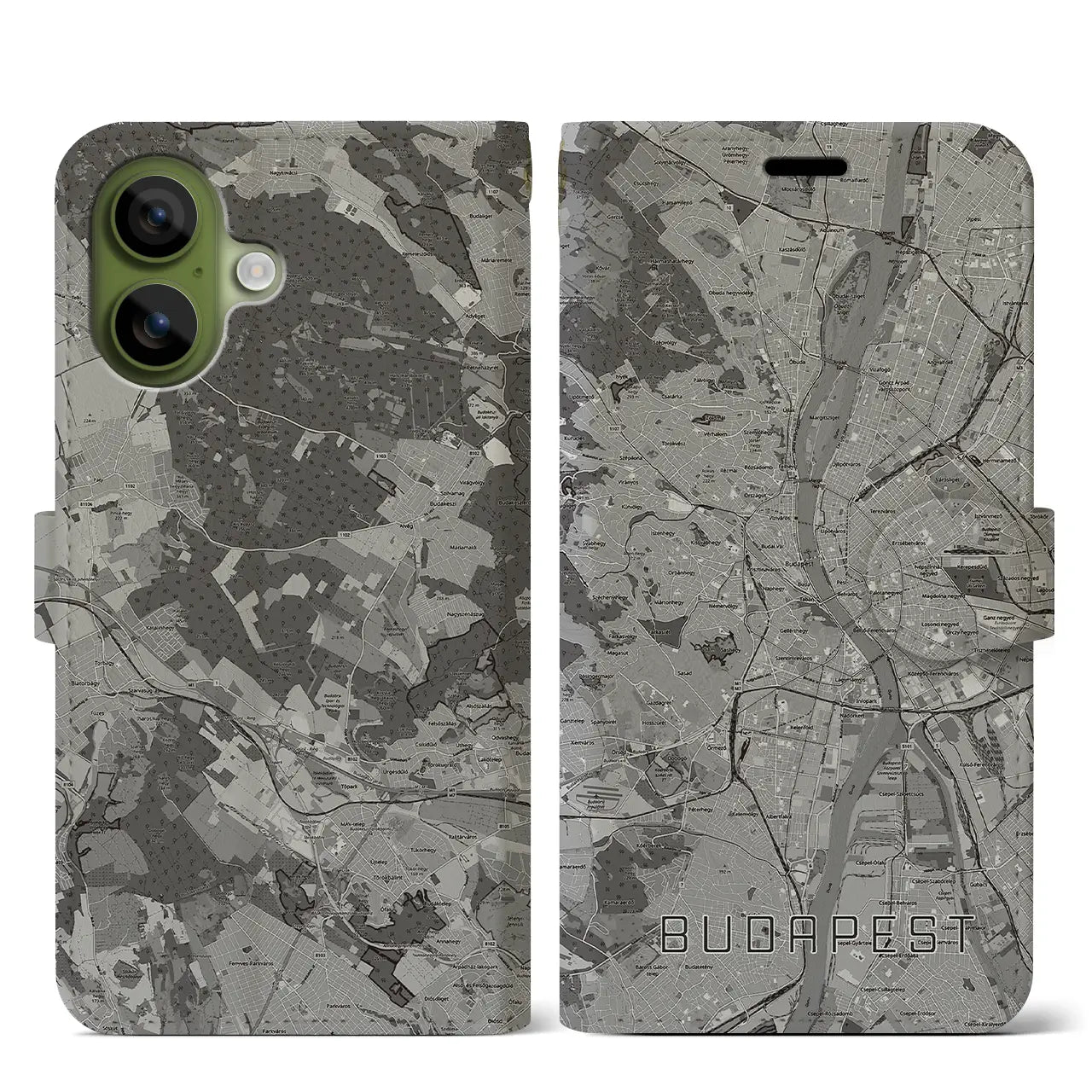 【ブダペスト（ハンガリー）】地図柄iPhoneケース（手帳タイプ）