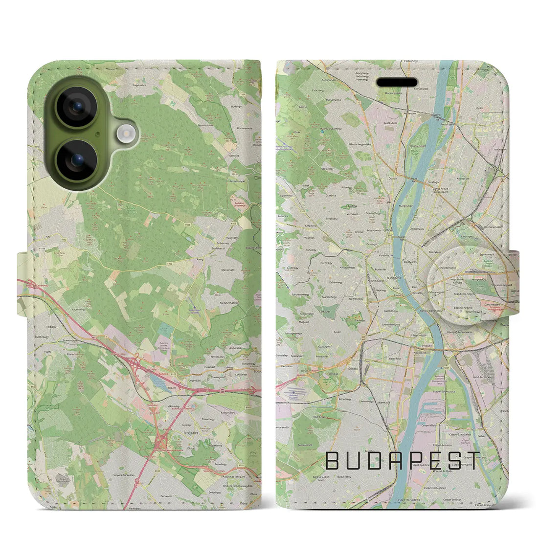 【ブダペスト（ハンガリー）】地図柄iPhoneケース（手帳タイプ）ナチュラル・iPhone 17 Pro Max 用